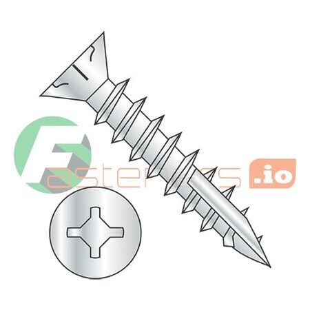 Newport Fasteners Wood Screw, #6, 3/4 in, Zinc Plated Steel Flat Head Phillips Drive, 10000 PK 655063